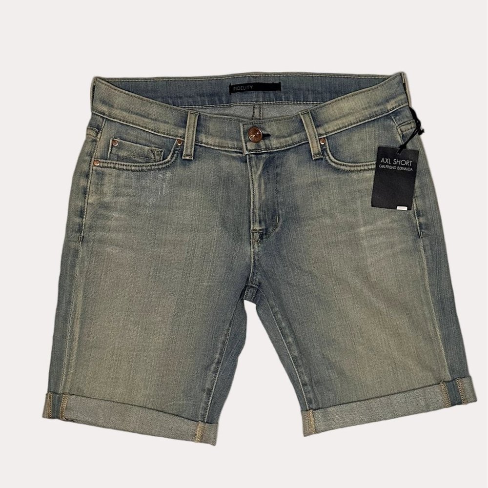 Fidelity AXL Girlfriend Bermuda Light Wash Blue Jean Shorts Sz 3 NWT